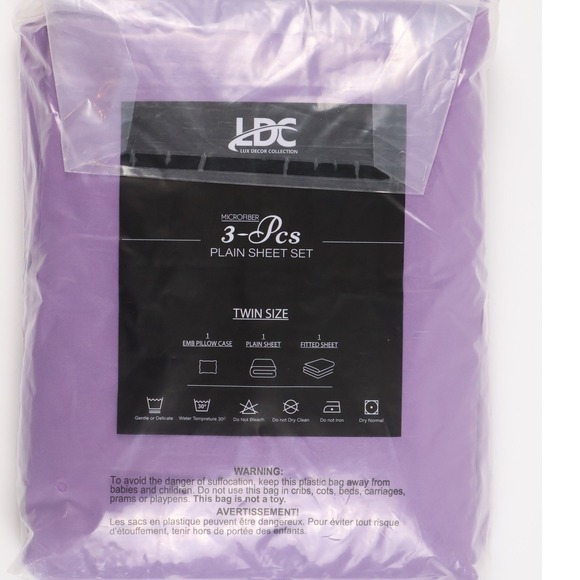 Lux Decor Collection Other - Lux Decor Collection Bedding 3 Piece Sheet Set Purple Solid Twin NWT